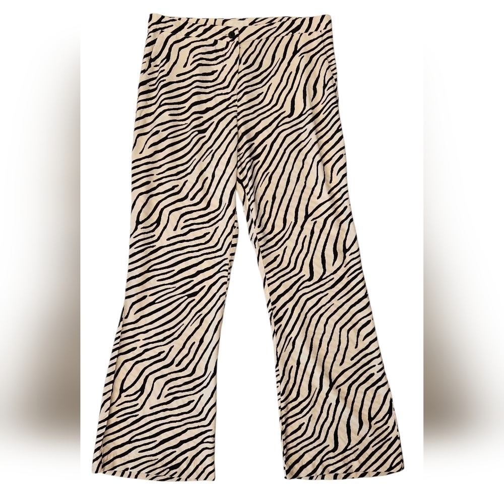 H&M Zebra Print Flared Pants - Sz 14 - Picture 2 of 5